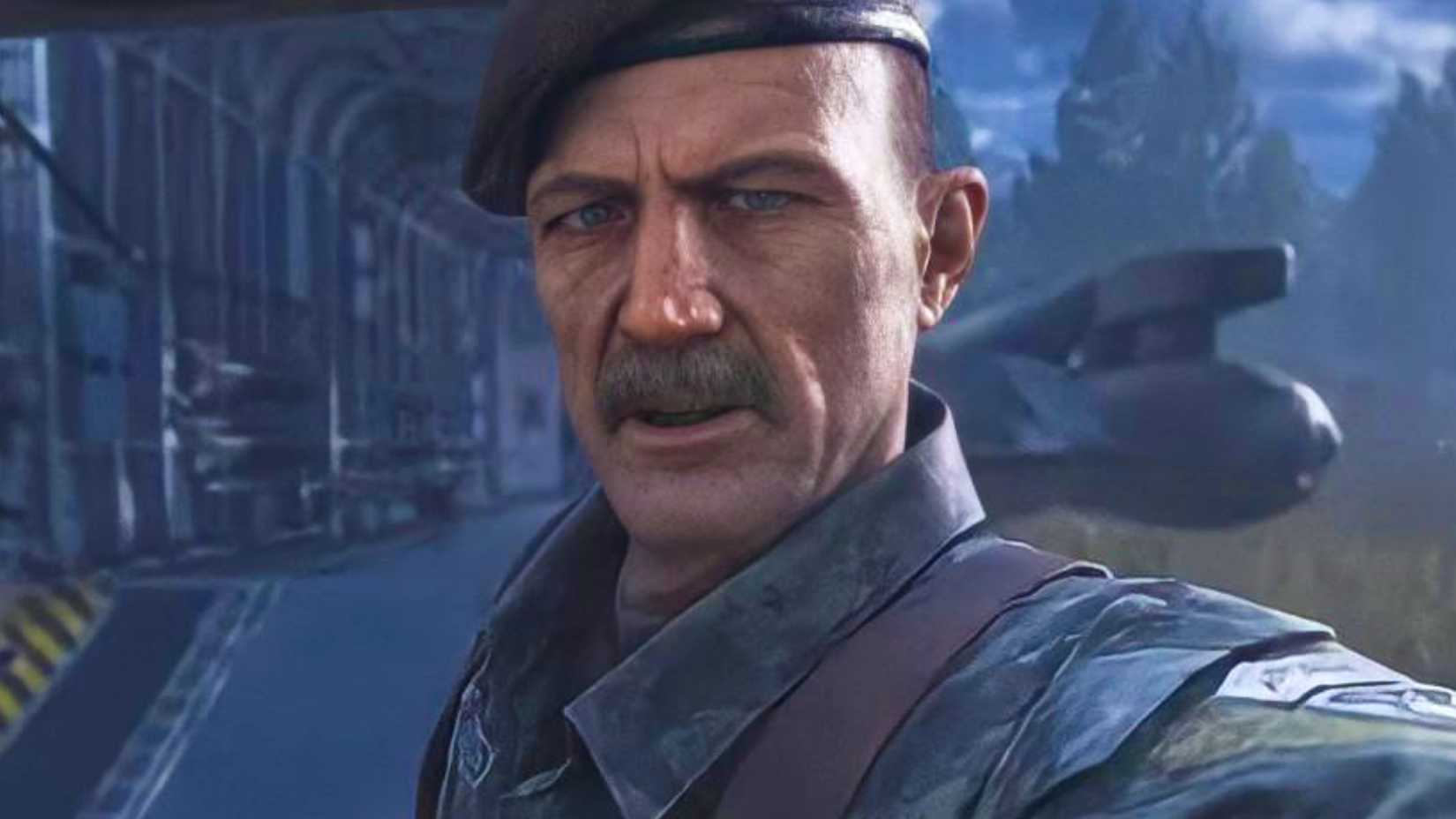 General Shepherd wearing a military uniform and beret in a scene from Call of Duty: Modern Warfare 2.