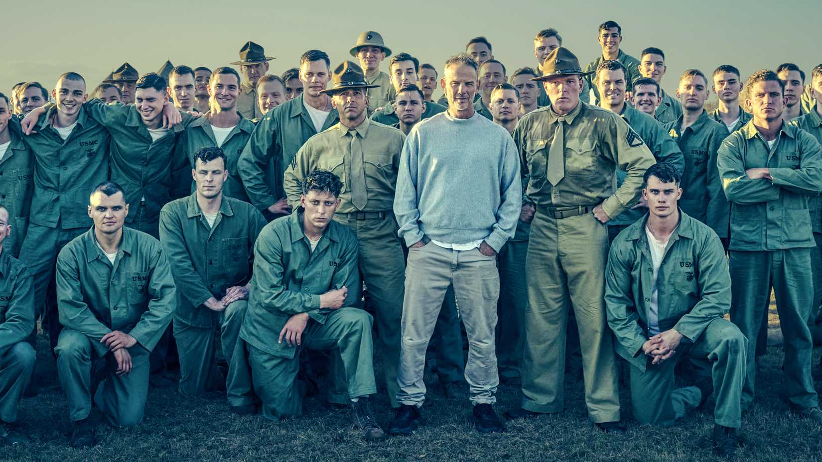 Peter Berg with the cast of Mosquito Bowl