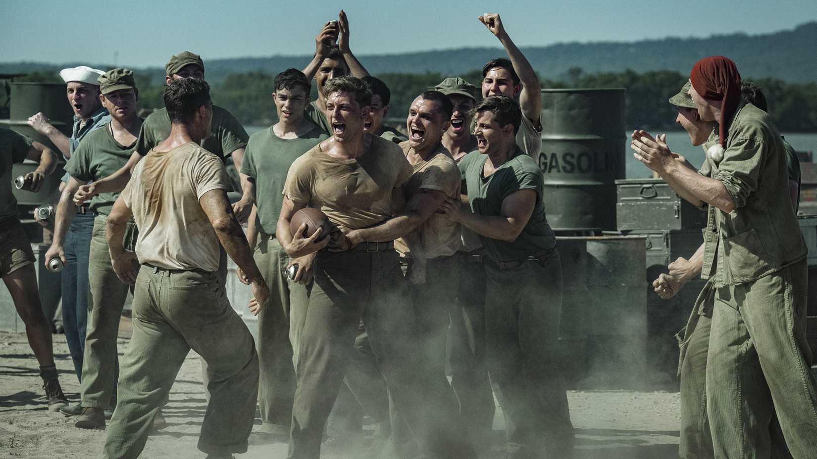 The Mosquito Bowl. (Featured L to R) Tom Francis as Dave Schreiner and Ray Nicholson as Tony Butkovich in The Mosquito Bowl. Cr Kane Skennar / Netflix © 2026