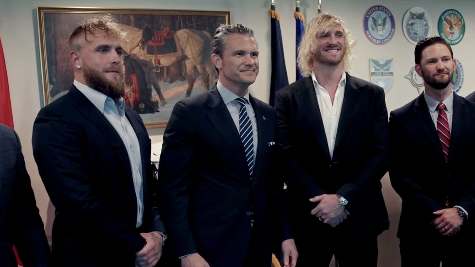 The Paul Brothers Posing with Pete Hegseth